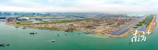 建設中的香港國際機場第三跑道。