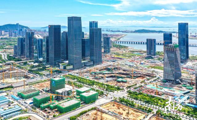 2020年8月，建設(shè)中的深圳前海蛇口自貿(mào)片區(qū)，高樓拔地而起。南方日報(bào)記者 朱洪波 攝
