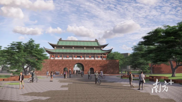迎恩門城墻紀念公園效果圖。圖源自“東莞發布”微信公眾號