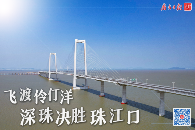 “超級工程”深中通道飛跨伶仃洋。 
