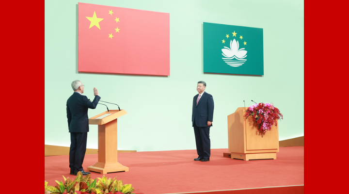 習近平主席監誓 岑浩輝宣誓就任澳門特別行政區行政長官