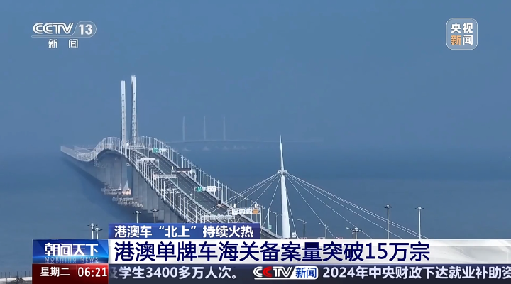 港澳車“北上”持續(xù)火熱 港澳單牌車海關(guān)備案量突破15萬宗