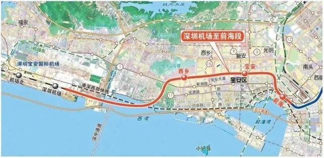 穗莞深城際機前段線路示意圖（以實際建成為準）