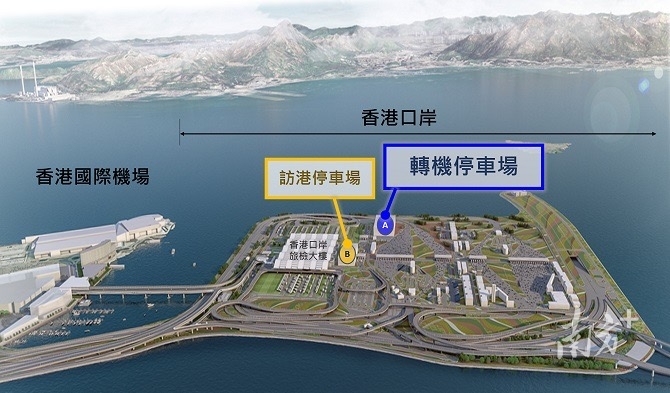 港珠澳大橋香港口岸人工島禁區的兩座自動化停車場