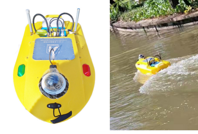 河道水質污染監測AI無人船。 受訪者供圖