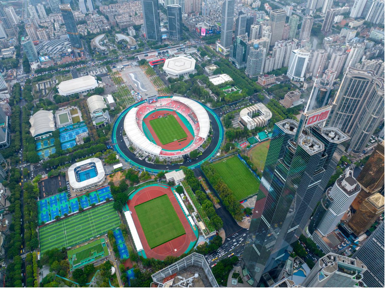 俯瞰天河體育中心全景。南方日報記者 姚志豪 梁鉅聰 攝