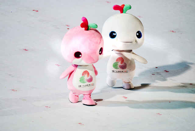 吉祥物在彩排現場。