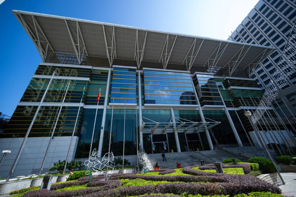 澳門塔石體育館（10月17日攝）。全運會5人籃球男子18歲以下組比賽在這里舉行。新華社發（張金加攝）