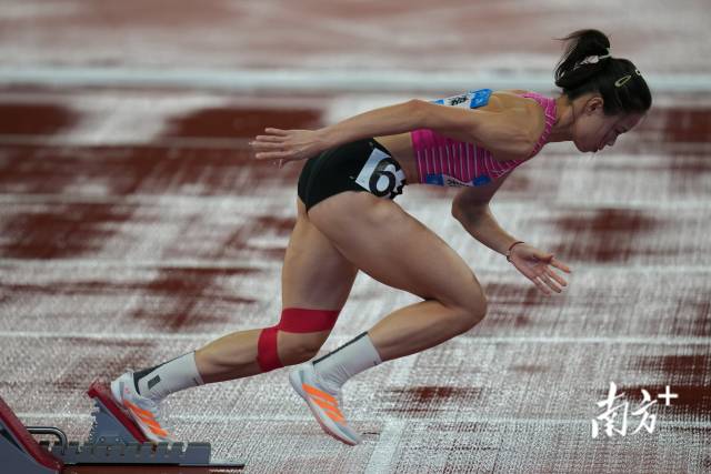 莫家蝶在十五運會田徑賽場上。姚志豪 攝