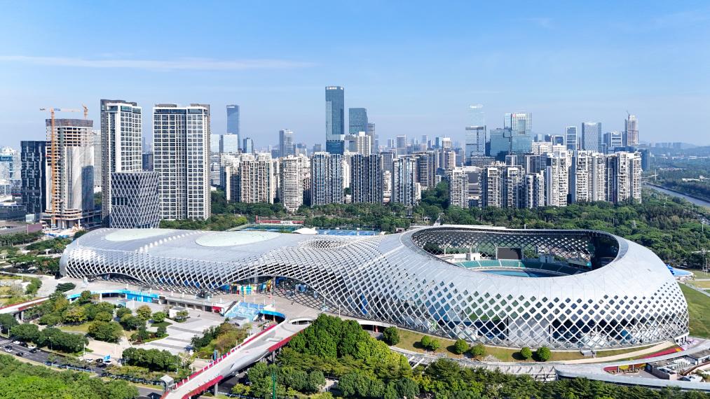 深圳灣體育中心（11月1日攝，無人機照片）。新華社記者 梁旭 攝