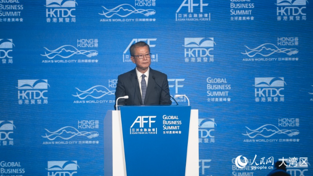 香港特區政府財政司司長陳茂波致辭。人民網 吳宇揚揚攝