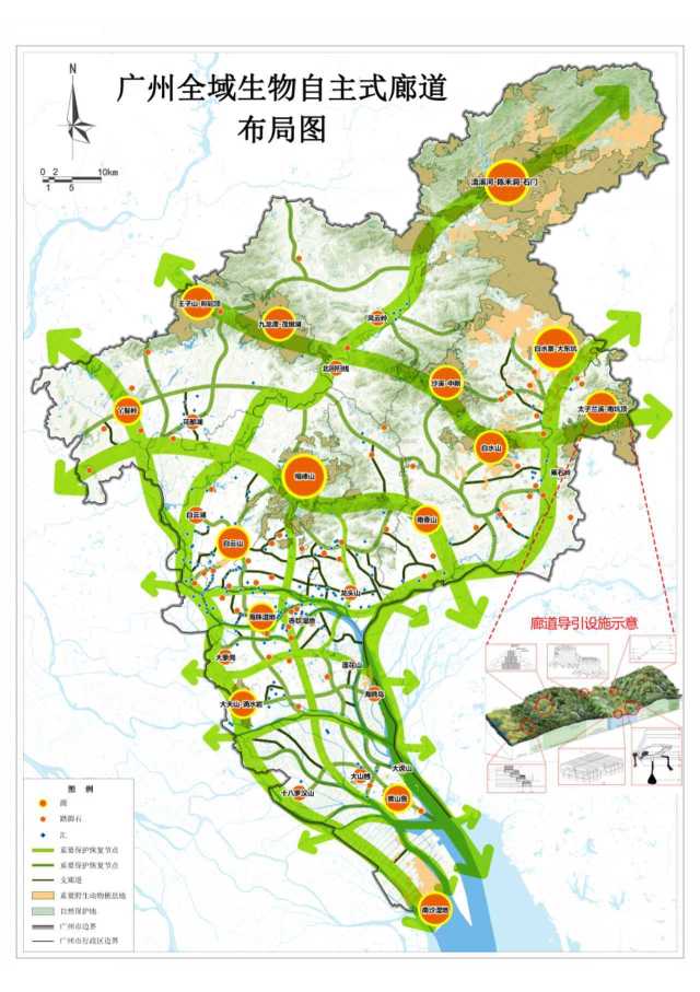 胡慧建團隊設計的廣州全域生物自主式廊道布局圖